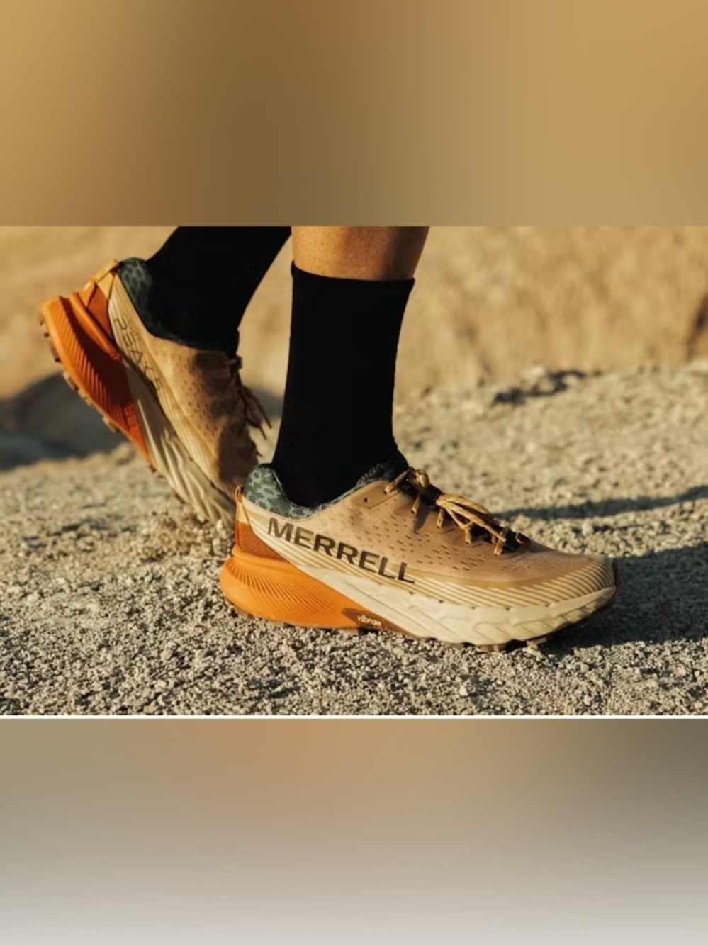 Merrell Tan and Orange Trail Running Shoe